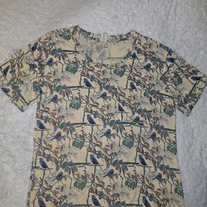 Kate Quinn Beige Bird Print Shirt